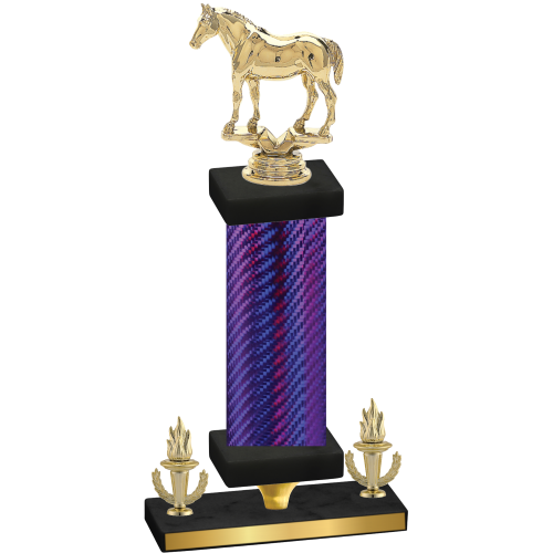 Premium Single Purple Carbon Fiber Victory Horses Trophy