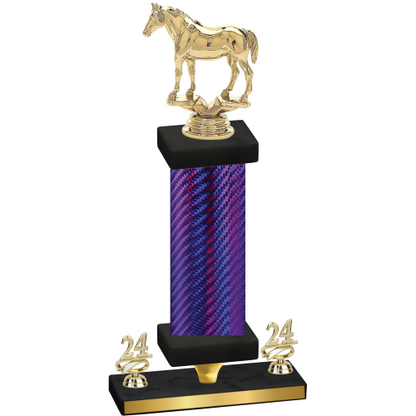 Premium Single Purple Carbon Fiber Year Horses Trophy