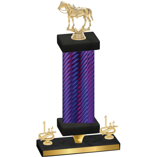 Premium Single Purple Carbon Fiber First Place Horses Trophy