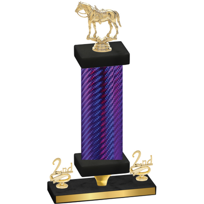 Premium Single Purple Carbon Fiber Second Place Horses Trophy