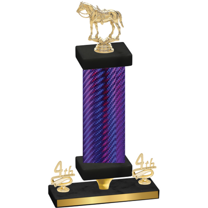 Premium Single Purple Carbon Fiber Fourth Place Horses Trophy