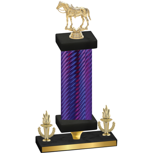 Premium Single Purple Carbon Fiber Victory Horses Trophy