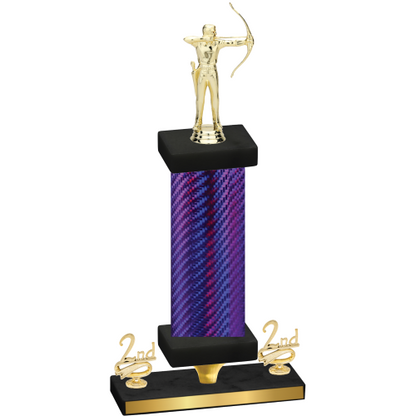 Premium Single Purple Carbon Fiber Second Place Archery Trophy