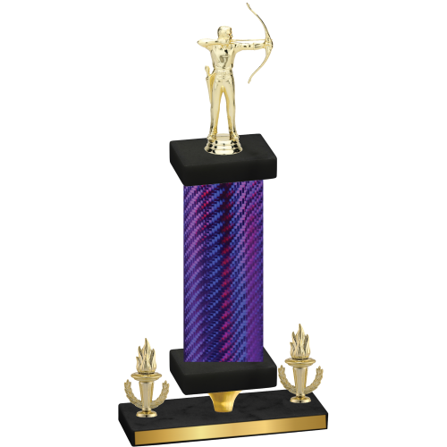 Premium Single Purple Carbon Fiber Victory Archery Trophy