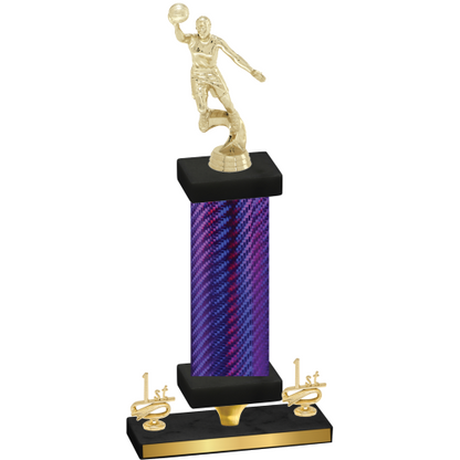 Premium Single Purple Carbon Fiber First Place Basketball Trophy