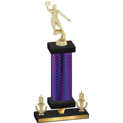 Premium Single Purple Carbon Fiber Victory Basketball Trophy