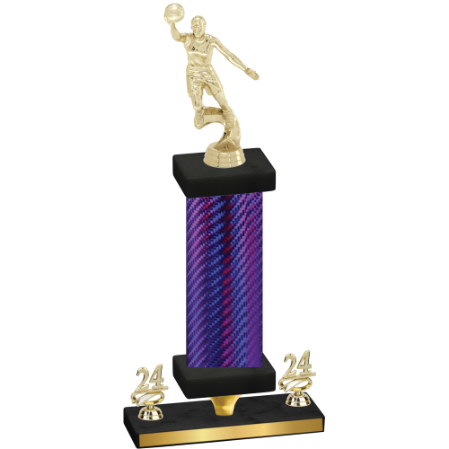 Premium Single Purple Carbon Fiber Year Basketball Trophy