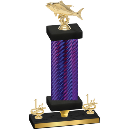 Premium Single Purple Carbon Fiber First Place Fishing Trophy