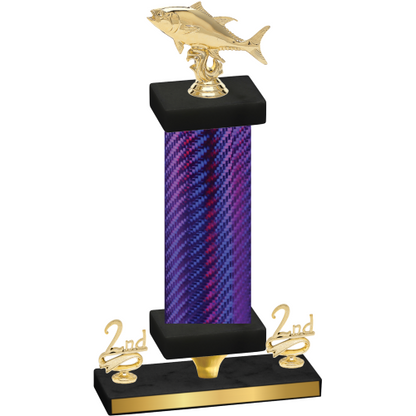 Premium Single Purple Carbon Fiber Second Place Fishing Trophy