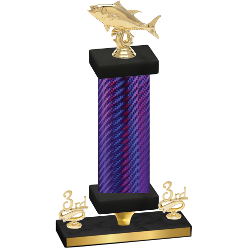 Premium Single Purple Carbon Fiber Third Place Fishing Trophy