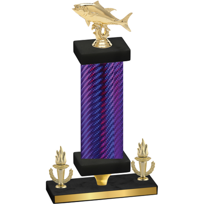 Premium Single Purple Carbon Fiber Victory Fishing Trophy