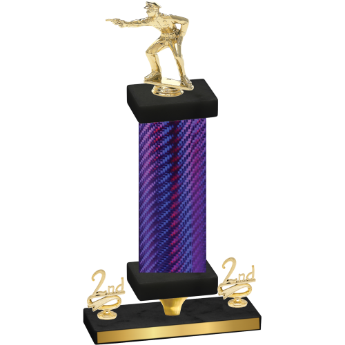 Premium Single Purple Carbon Fiber Second Place Shooter Trophy