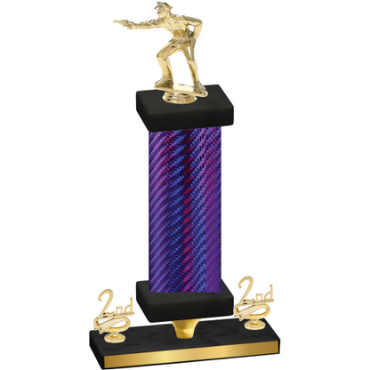Premium Single Purple Carbon Fiber Second Place Shooter Trophy