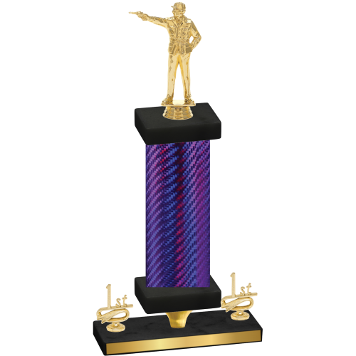 Premium Single Purple Carbon Fiber First Place Shooter Trophy