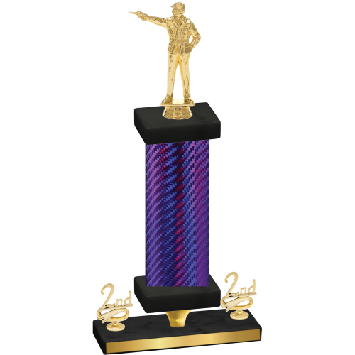 Premium Single Purple Carbon Fiber Second Place Shooter Trophy