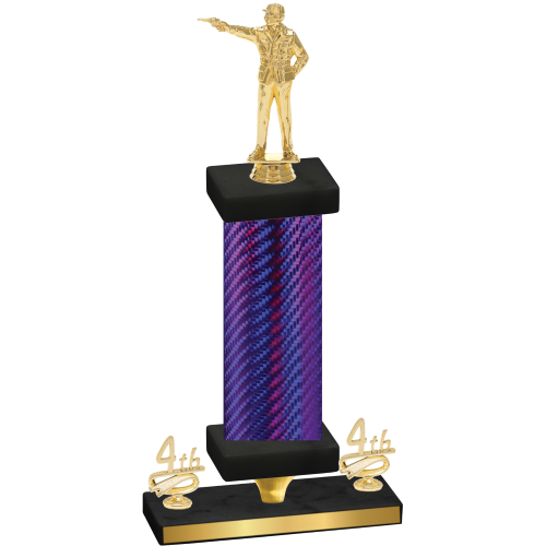 Premium Single Purple Carbon Fiber Fourth Place Shooter Trophy