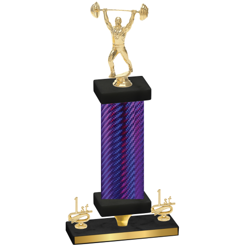 Premium Single Purple Carbon Fiber First Place Weights Trophy