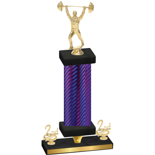 Premium Single Purple Carbon Fiber Second Place Weights Trophy