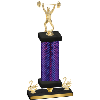 Premium Single Purple Carbon Fiber Second Place Weights Trophy