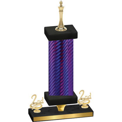 Premium Single Purple Carbon Fiber Second Place Chess Trophy