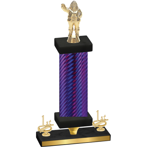 Premium Single Purple Carbon Fiber First Place Holiday Trophy