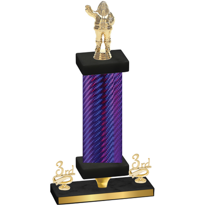 Premium Single Purple Carbon Fiber Third Place Holiday Trophy