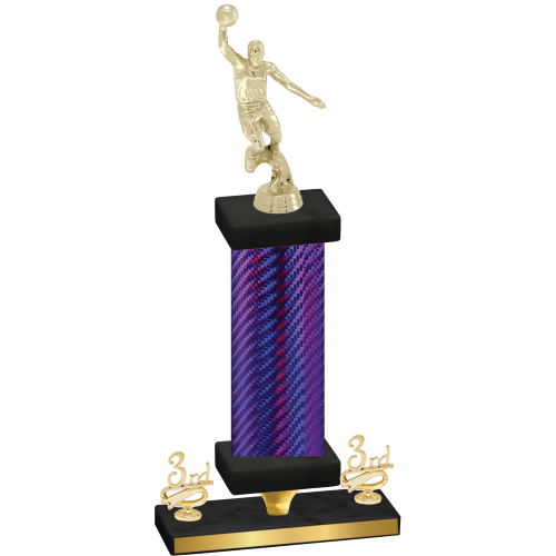 Premium Single Purple Carbon Fiber Third Place Basketball Trophy