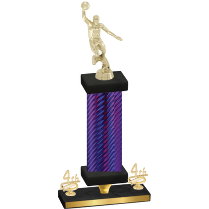 Premium Single Purple Carbon Fiber Fourth Place Basketball Trophy