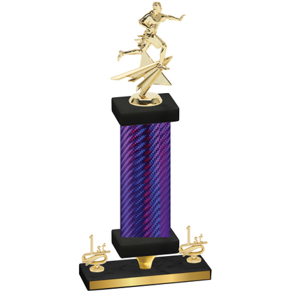 Premium Single Purple Carbon Fiber First Place Flag Football Trophy