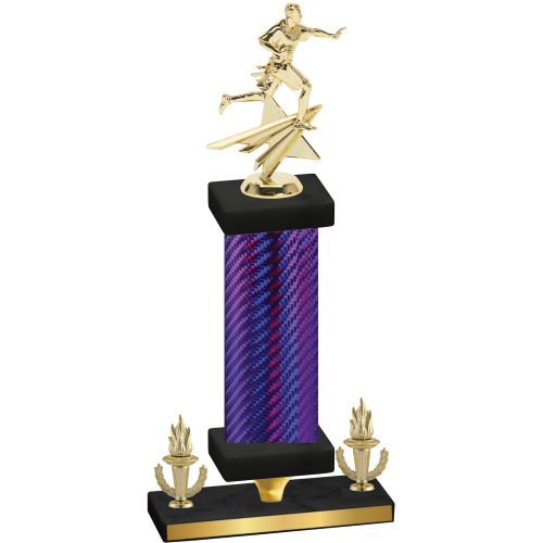 Premium Single Purple Carbon Fiber Victory Flag Football Trophy