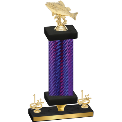 Premium Single Purple Carbon Fiber First Place Fishing Trophy