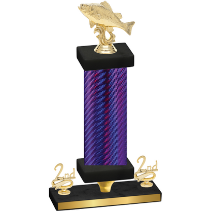 Premium Single Purple Carbon Fiber Second Place Fishing Trophy