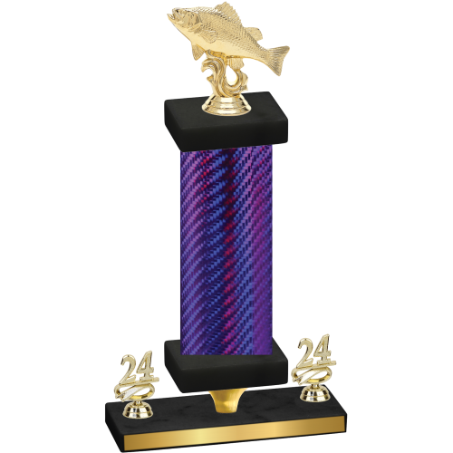 Premium Single Purple Carbon Fiber Year Fishing Trophy