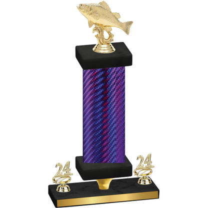 Premium Single Purple Carbon Fiber Year Fishing Trophy