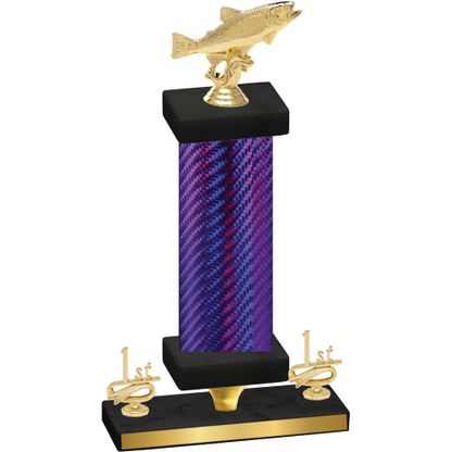 Premium Single Purple Carbon Fiber First Place Fishing Trophy