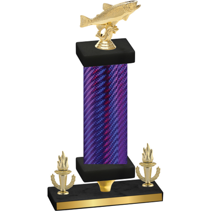 Premium Single Purple Carbon Fiber Victory Fishing Trophy