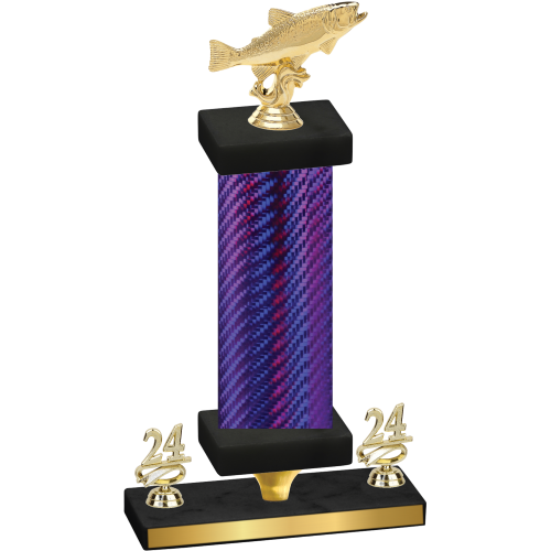 Premium Single Purple Carbon Fiber Year Fishing Trophy