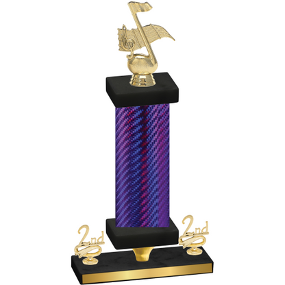 Premium Single Purple Carbon Fiber Second Place Music Trophy