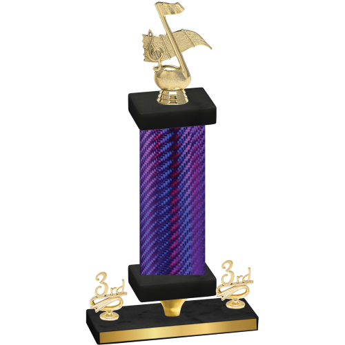 Premium Single Purple Carbon Fiber Third Place Music Trophy