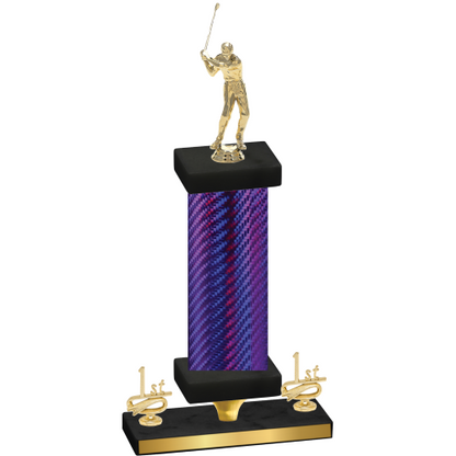 Premium Single Purple Carbon Fiber First Place Golf Trophy