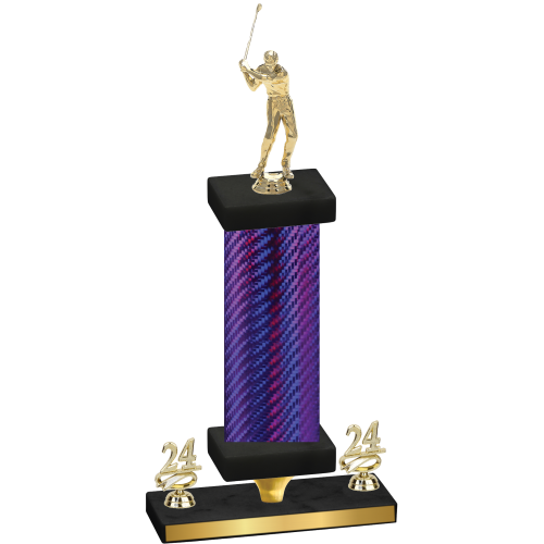 Premium Single Purple Carbon Fiber Year Golf Trophy