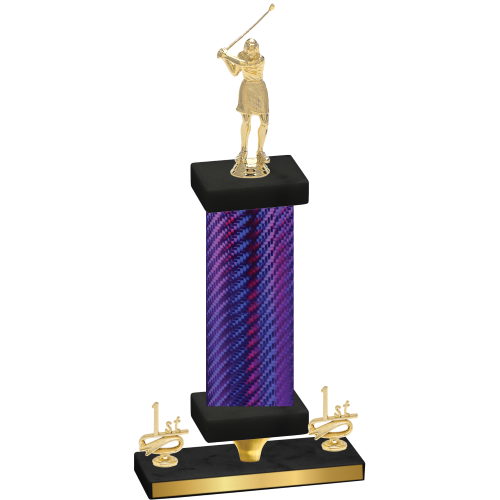 Premium Single Purple Carbon Fiber First Place Golf Trophy