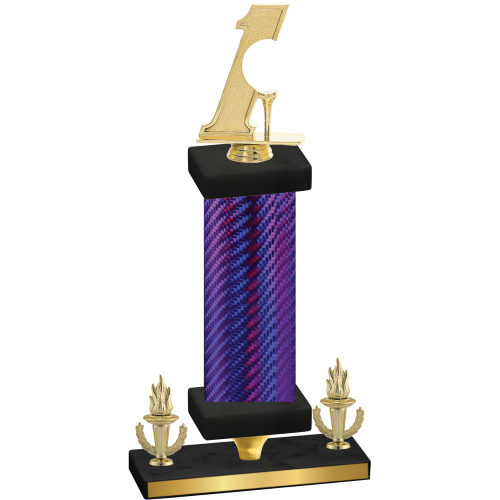 Premium Single Purple Carbon Fiber Victory Golf Trophy