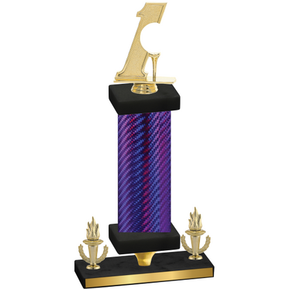 Premium Single Purple Carbon Fiber Victory Golf Trophy