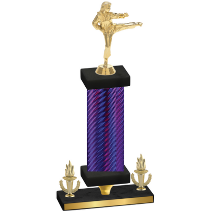 Premium Single Purple Carbon Fiber Victory Karate Trophy