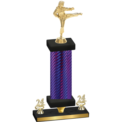 Premium Single Purple Carbon Fiber Year Karate Trophy