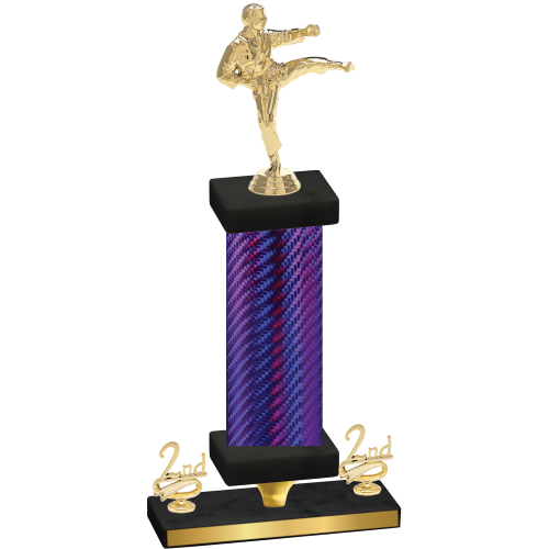 Premium Single Purple Carbon Fiber Second Place Karate Trophy