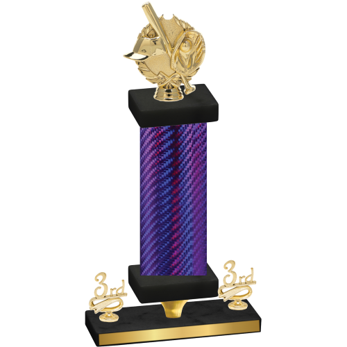 Premium Single Purple Carbon Fiber Third Place Baseball Trophy