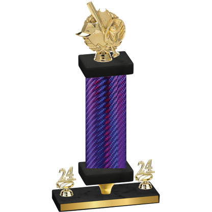 Premium Single Purple Carbon Fiber Year Baseball Trophy