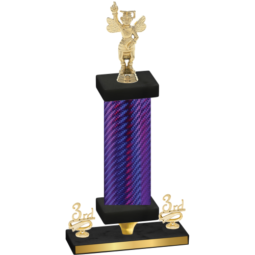 Premium Single Purple Carbon Fiber Third Place Academics Trophy